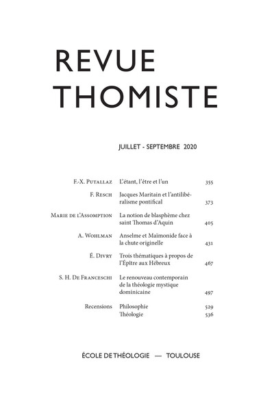 Image de Revue thomiste - N°3/2020