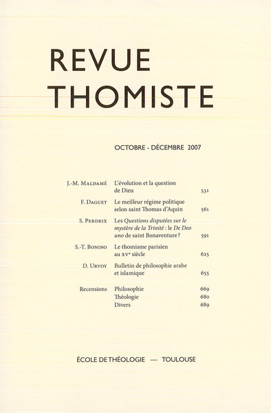 Image de Revue thomiste - N°4/2007
