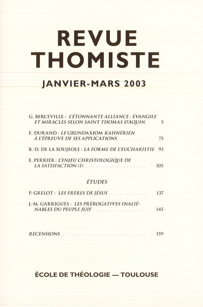 Image de Revue thomiste - N°1/2003