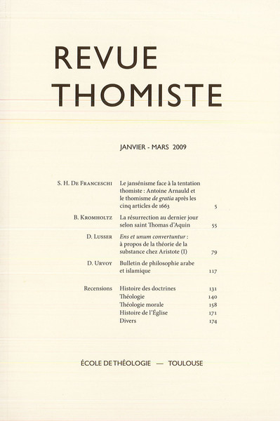 Image de Revue thomiste - N°1/2009