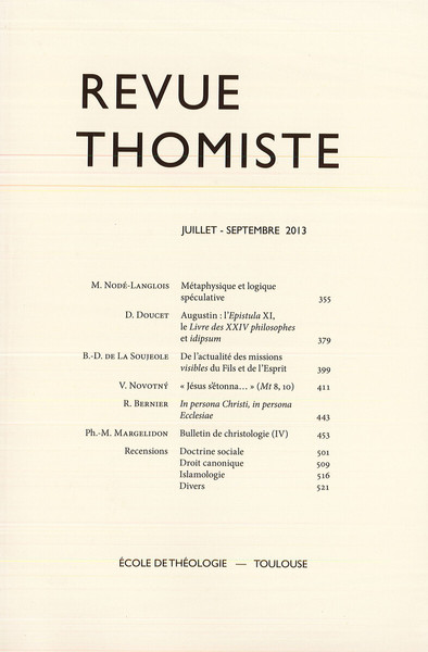 Picture of Revue thomiste - N°3/2013