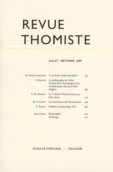 Image de Revue thomiste - N°3/2009