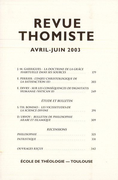 Image de Revue thomiste - N°2/2003