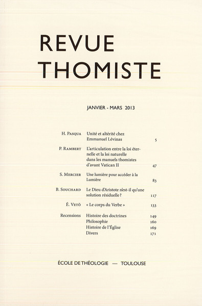 Image de Revue thomiste - N°1/2013