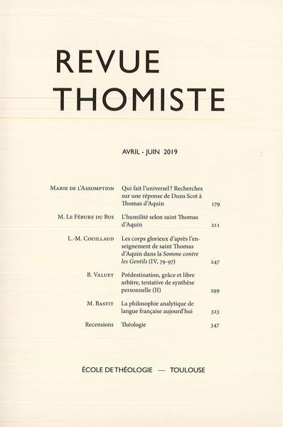 Image de Revue thomiste - N°2/2019