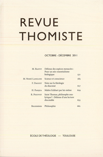 Image de Revue thomiste - N°4/2011