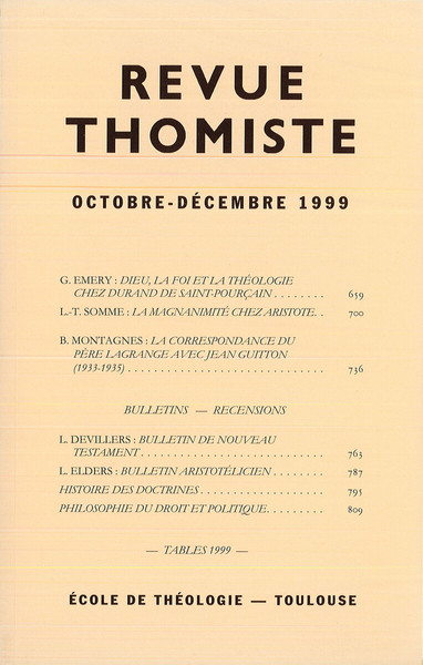 Image de Revue thomiste - N°1/2000