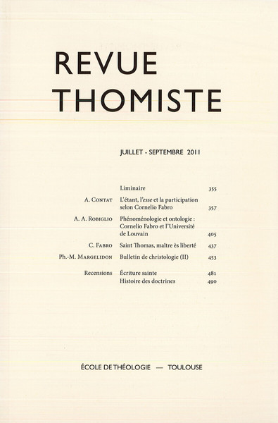 Image de Revue thomiste - N°3/2011