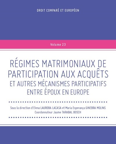 Picture of RÉGIMES MATRIMONIAUX DE PARTICIPATION AUX ACQUÊTS ET AUTRES MÉCANISMES PARTICIP