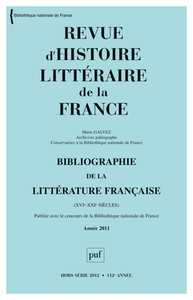 Picture of RHLF 2012, Bibliographie 2011