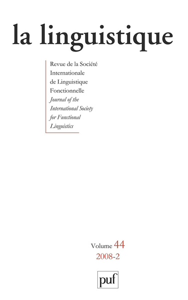 Picture of linguistique 2008, vol. 44 (2)