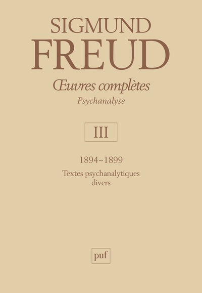 Picture of Œuvres complètes - psychanalyse - vol. III : 1894-1899