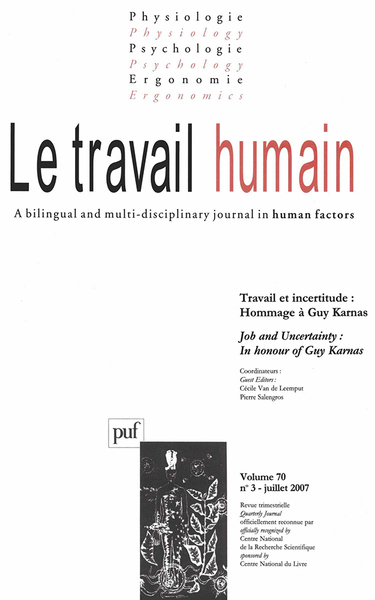 Image de travail humain 2007, vol. 70 (3)