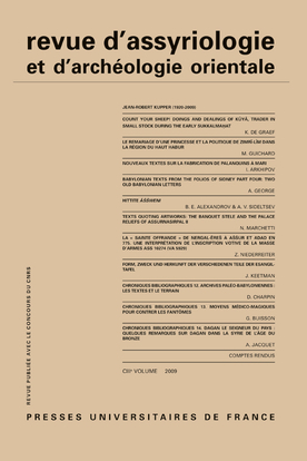 Picture of Rev. d'assyrio. et d'archéo. orient. 2009, vol. 103
