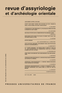 Picture of Rev. d'assyrio. et d'archéo. orient. 2009, vol. 103