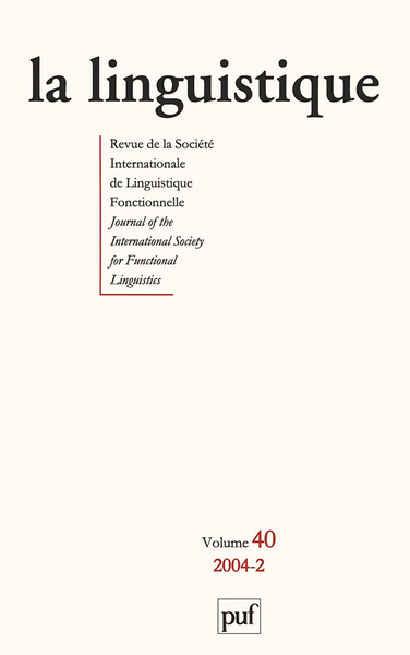 Picture of linguistique 2004, vol. 40 (2)