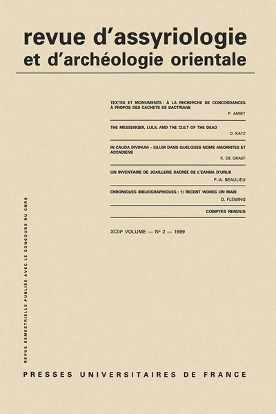 Picture of Rev. d'assyrio. et d'archéo. orient. 1999, vol. 93 (2)
