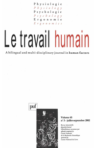Image de travail humain 2002, vol. 65 (3)