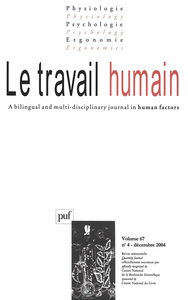 Image de travail humain 2004, vol. 67 (4)