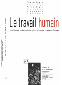 Image de Le  travail humain 2007 - vol. 70 - n° 1