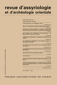 Picture of Rev. d'assyrio. et d'archéo. orient. 2008, vol. 102