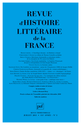 Picture of RHLF 2011, n° 3