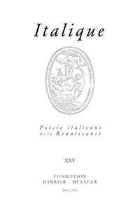 Picture of Italique: Poésie italienne de la Renaissance, volume XXV (2022)