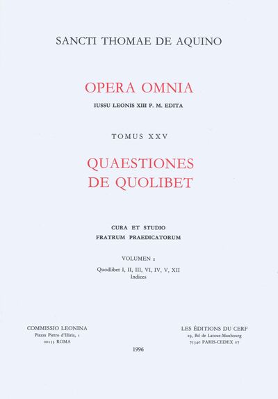 Picture of QUAESTIONES DE QUOLIBET - TOME 25
