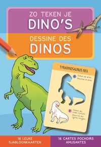 Picture of DESSINE DES DINOS - 16 CARTES POCHOIRS AMUSANTES