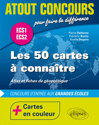 Picture of Les 50 cartes à connaître - concours d'entrée aux écoles de commerce - ECS1 - ECS2 - atlas en couleur et fiches de géopolitique