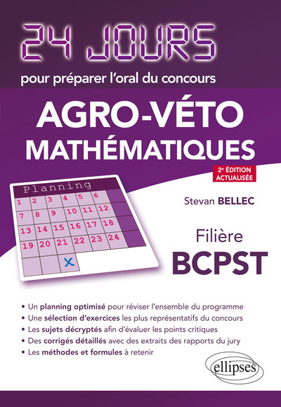 Image de Mathématiques 24 jours pour préparer l’oral du concours Agro-Véto - Filière BCPST - 2e édition actualisée