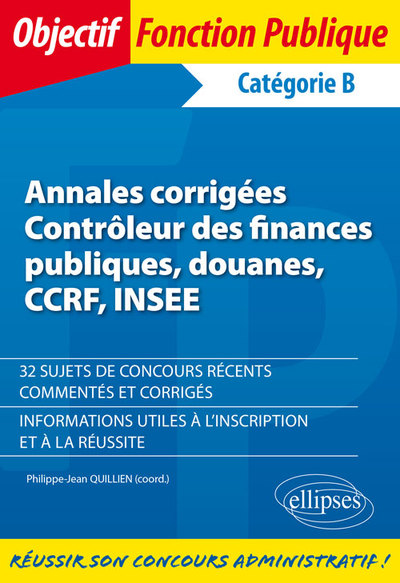Picture of Annales corrigées - Contrôleur des finances publiques, douanes, CCRF, INSEE