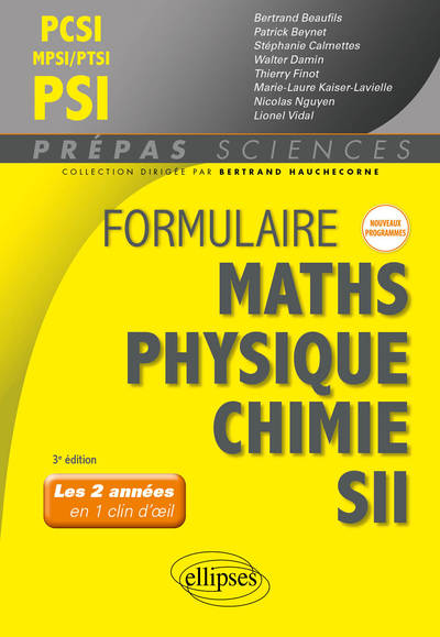 Image de Formulaire PCSI-MPSI-PTSI/PSI - Maths - Physique-chimie - SII - Nouveaux programmes
