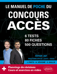 Image de Le Manuel de POCHE du concours ACCES (écrits + oraux) Edition 2021 - 80 fiches, 80 vidéos de cours, 6 tests, 500 questions + corrigés en vidéo