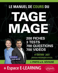 Image de Le Manuel de Cours du TAGE MAGE – 3 tests blancs + 200 fiches de cours + 700 questions + 700 vidéos – Édition 2021
