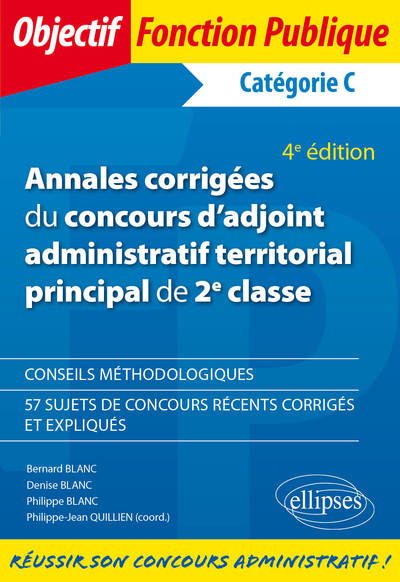 Picture of Annales corrigées du concours d'adjoint administratif territorial principal de 2e classe - 4e édition