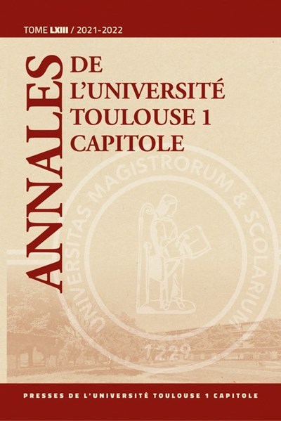 Picture of Annales de l'Université Toulouse 1 Capitole Tome LXIII