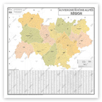 Image de Carte Administrative de la Région Auvergne-Rhône-Alpes - Poster Plastifié 120x120cm