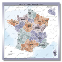 Image de Carte de France Administrative - Modèle Aventurine - Affiche 100x100cm