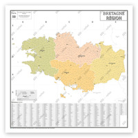 Image de Carte Administrative de la Région Bretagne - Poster Plastifié 120x120cm
