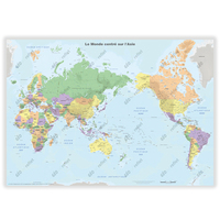 Image de Planisphère centré sur l'Asie - Affiche 50x70cm