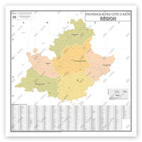 Image de Carte Administrative de la Région Provence-Alpes-Côte d'Azur - Poster Plastifié 120x120cm