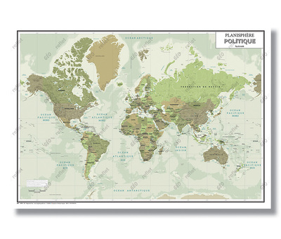 Image de Mappemonde - Modèle Green - Poster Plastifié A0