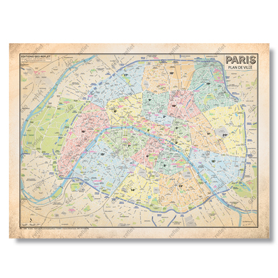 Image de Plan de Paris - Modèle Vintage - Affiche 60x80cm