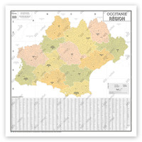 Image de Carte Administrative de la Région Occitanie - Poster Plastifié 120x120cm