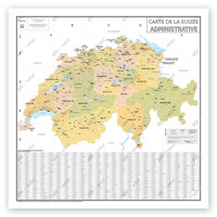 Image de Carte Administrative de la Suisse - Poster Plastifié 120x120cm