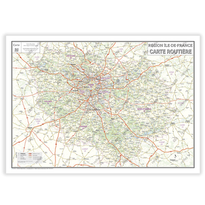 Image de Carte Routière de la Région Île-de-France - Poster Plastifié 120x85cm