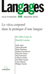Image de Langages n° 192 (4/2013) Le vécu corporel dans la pratique d'une langue