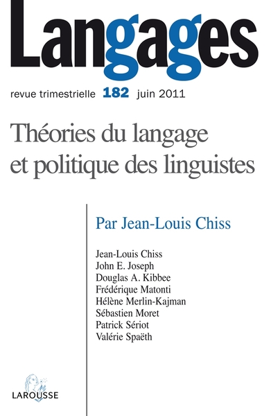 Image de Langages n° 182 (2/2011) Théorie du langage et politique des linguistes