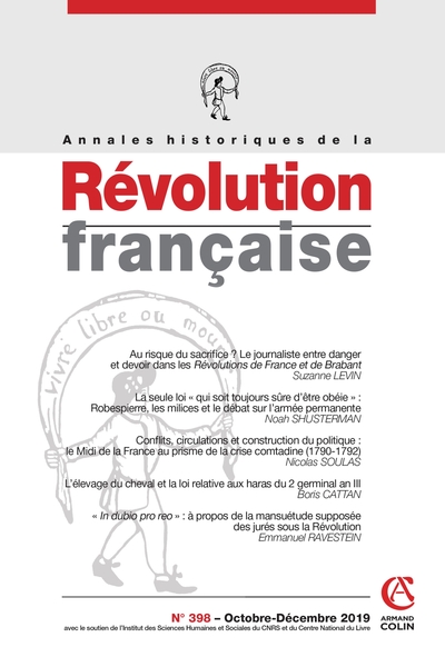 Picture of Annales historiques de la Révolution française Nº398 4/2019 Varia